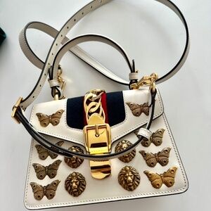 GUCCI  Insect embellished   Sylvie Web Sylvie Mini   Retail Price of $2,490.00